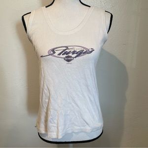 HARLEY DAVIDSON Summer Bikercore Front Back Logo Tank Top White L